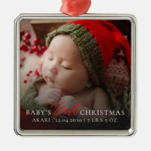 Baby-Foto Erstes Weihnachten Geburtsstatistiken Ornament Aus Metall