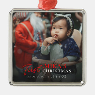 Baby-Foto Erstes Weihnachten Geburtsstatistiken Ornament Aus Metall