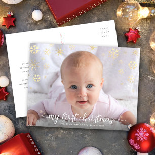 Baby-Foto Erstes Weihnachten Skript Gold-Schneeflo