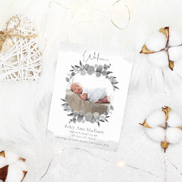 Baby Foto Eucalyptus Modernes Grau Ankündigung