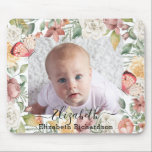 Baby Foto Floral Rose Pink Butterfly Botanisch Mousepad<br><div class="desc">Benutzerdefiniertes Foto | Name | Text Floral Rose Rosa Schmetterling Maus Pad. Alle Fotos und Texte sind so vorbereitet,  dass Sie mit Ihren eigenen Daten schnell und einfach personalisieren können. Für viele andere Designs besuchen Sie bitte die Sammlung von Geschäften: https://www.zazzle.com/collections/119376792509928647</div>