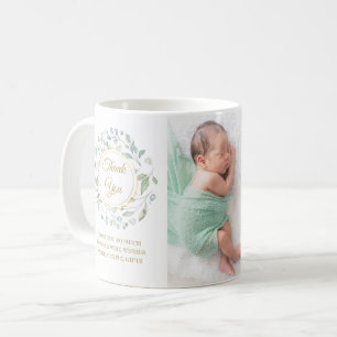 Baby Foto Floral Vielen Dank Geburtserklärung Kaffeetasse
