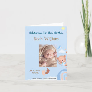 BABY FOTO GEBURTSANKÜNDIGUNG - TEDDY BEAR ANKÜNDIGUNG
