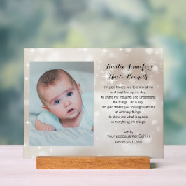 Baby Foto Godmateltern Gedicht auf Gold Stars Acrylschild