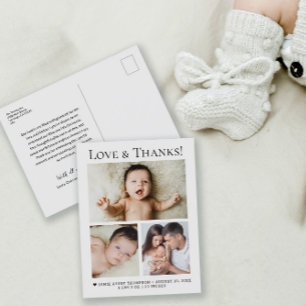 Baby Foto Liebe und Dank Geburtshinweis Postkarte