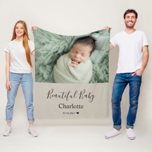 Baby-Foto mit individuellem Namen als Erinnerungss Fleecedecke