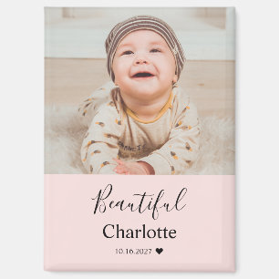 Baby-Foto mit individuellem Namen als Erinnerungss Magnet