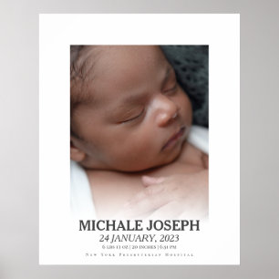 Baby-Foto mit Statistiken Am Tag deiner Geburt P Poster