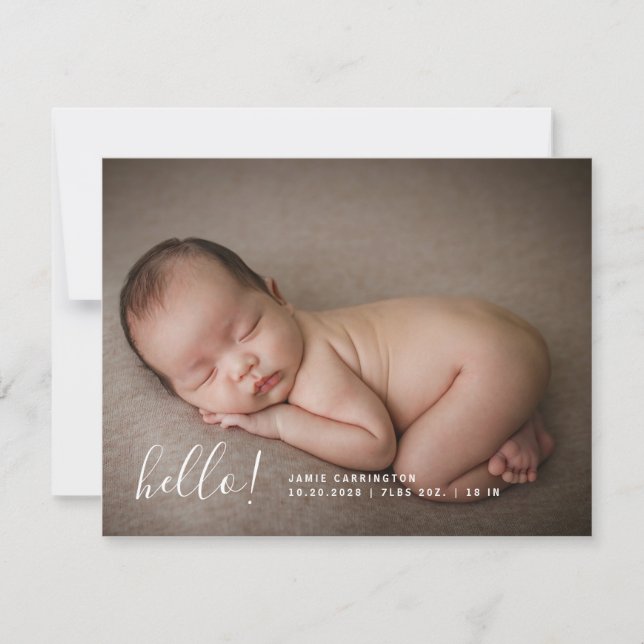 Baby Foto Modern Birth 3 Foto Ankündigung (Vorderseite)