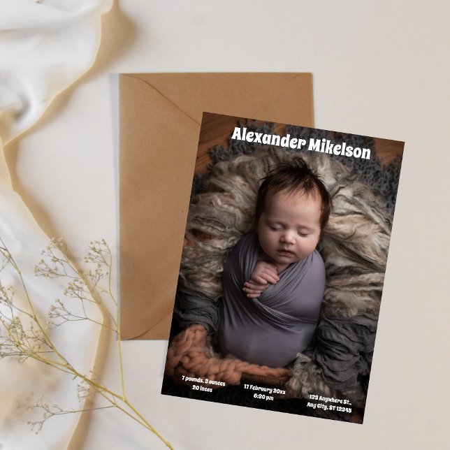 Baby Foto Moderne Geburt Ankündigung (Von Creator hochgeladen)