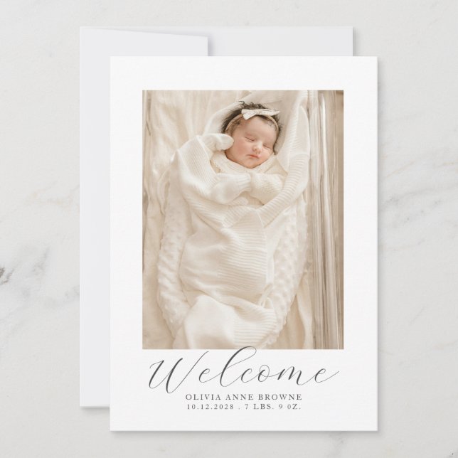 Baby Foto Moderne Geburtsankündigung Ankündigung (Vorderseite)
