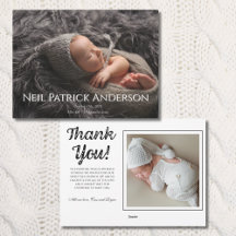 Baby-Foto Moderne Geburtsanzeige Weiß