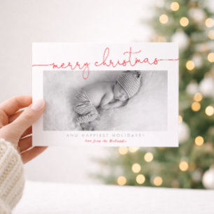 BABY-FOTO moderne Kalligrafie frohe Weihnachten ro