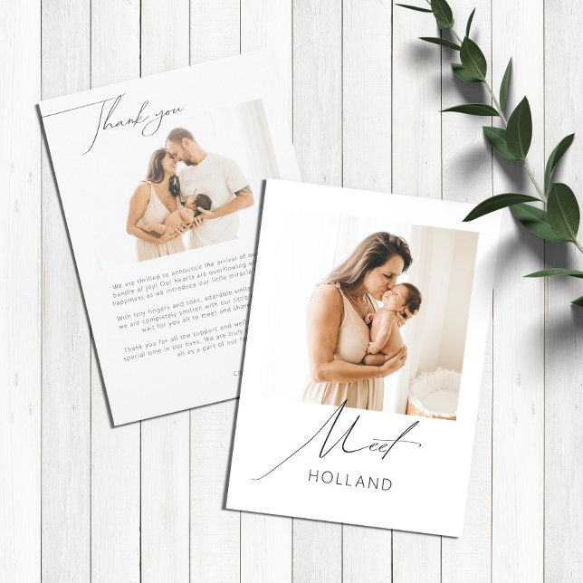 Baby Foto Moderne Minimalistische Ankündigung (Von Creator hochgeladen)