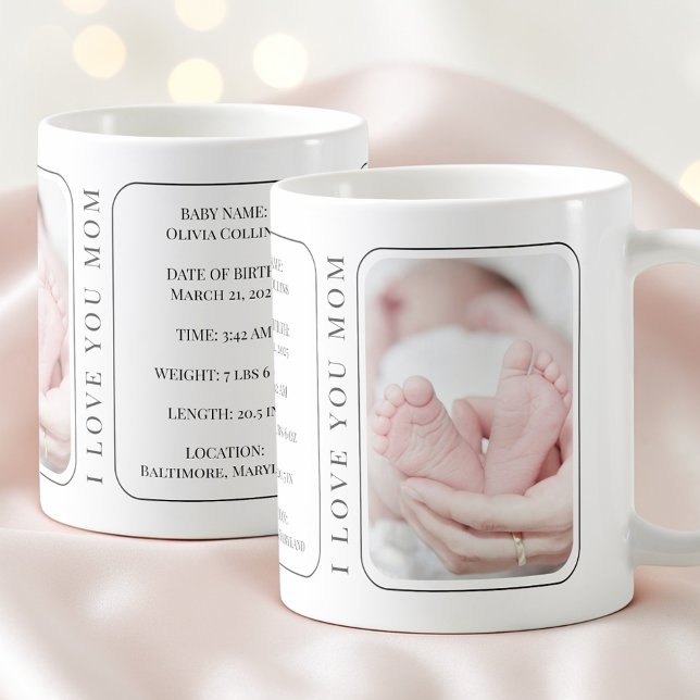 Baby Foto Modernes Weiße Junge Mutter Erster Mutte Kaffeetasse (Baby Photo Modern White New Mom First Mothers Day Coffee Mug)