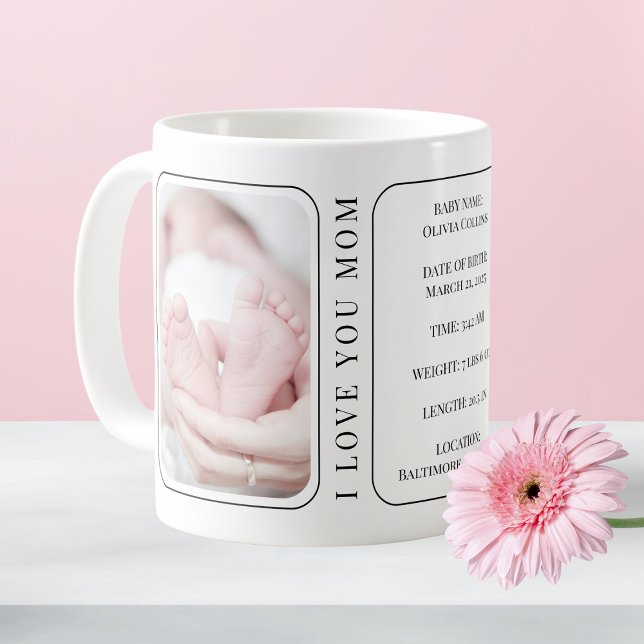 Baby Foto Modernes Weiße Junge Mutter Erster Mutte Kaffeetasse (Baby Photo Modern White New Mom First Mothers Day Coffee Mug)
