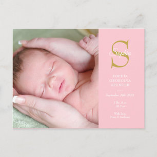Baby-Foto-Monogramm-Geburtsanzeige-Postkarte Postkarte