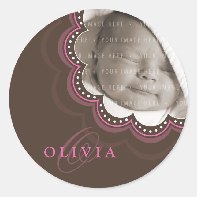 BABY FOTO NAME STICKER :: Süßblüte 7 (Vorderseite)