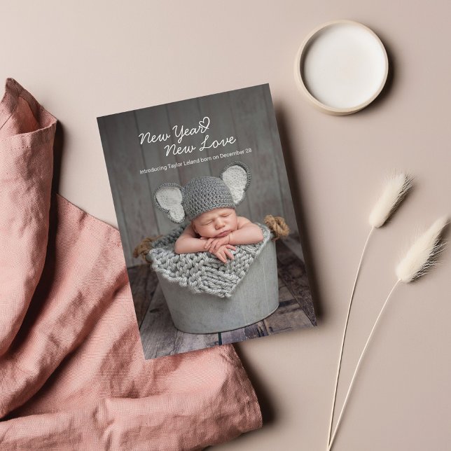 Baby Foto Neujahr Neue Liebe Geburtserklärung Mitteilungskarte (Von Creator hochgeladen)