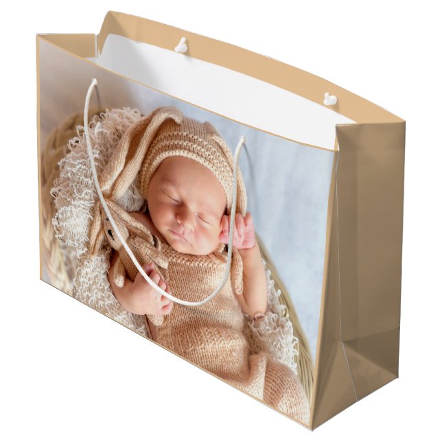 Baby Foto neutral Große Geschenktüte (Rückseite Schrägansicht)