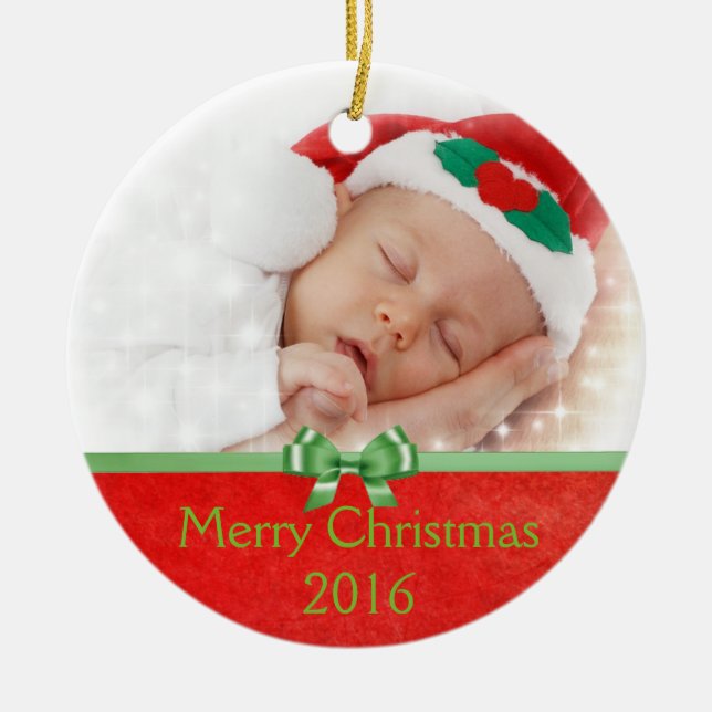 Baby Foto Ornament, Fügen Sie Ihren eigenen Bilder Keramikornament (Vorne)