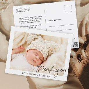 Baby Foto Overlay Vielen Dank für die Geburtserklä Postkarte