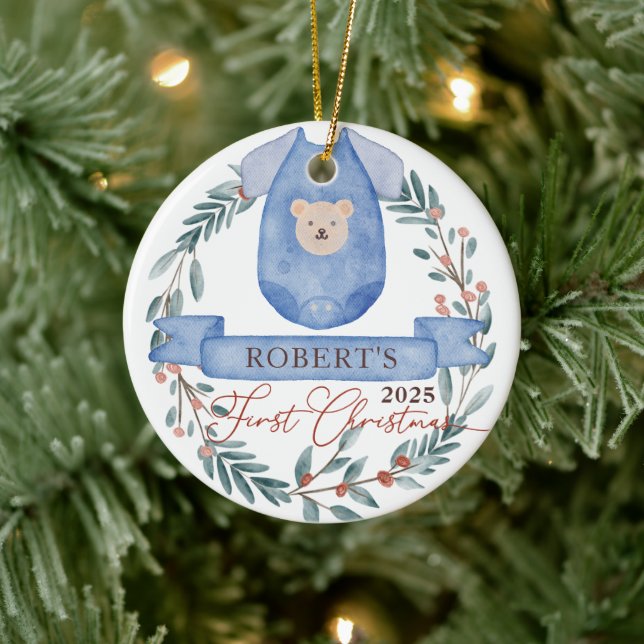 Baby Foto Personalisiert Baby's 1. Weihnachten Keramik Ornament (Baum)