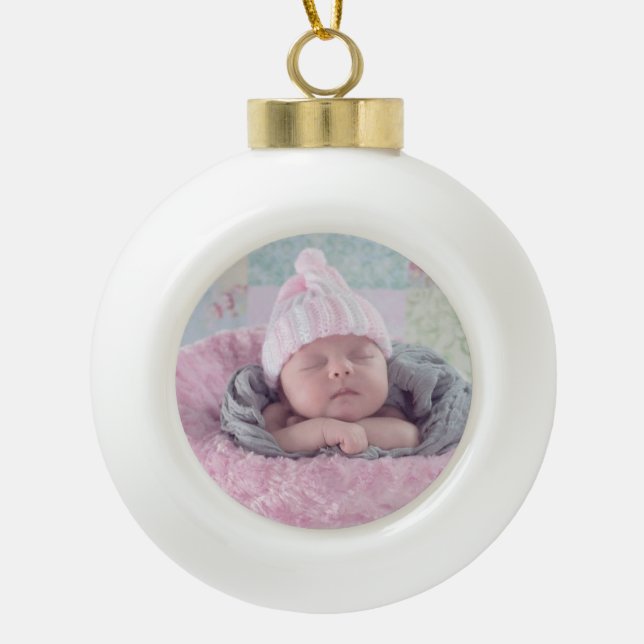 Baby Foto Personalisiert Weihnachtsgeschmack Keramik Kugel-Ornament (Vorderseite)
