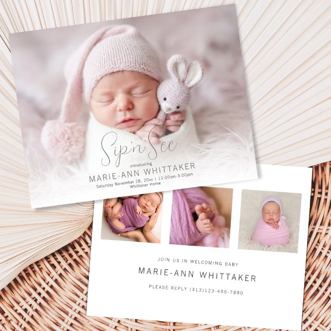 Baby Foto Sip'n'See Ankündigung Einladung (Von Creator hochgeladen)