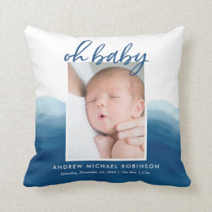 Baby Foto Stats Blue Ombre Wassercolor Kissen