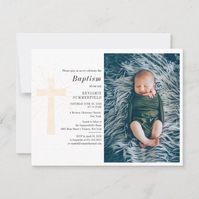 Baby Foto Taufe Religiöse Zeremonie Custom Einladung (Vorderseite)