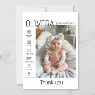Baby Foto und Statistik Magneteinladung