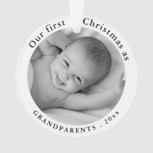 Baby Foto Unsere ersten Weihnachten als Großelte Ornament