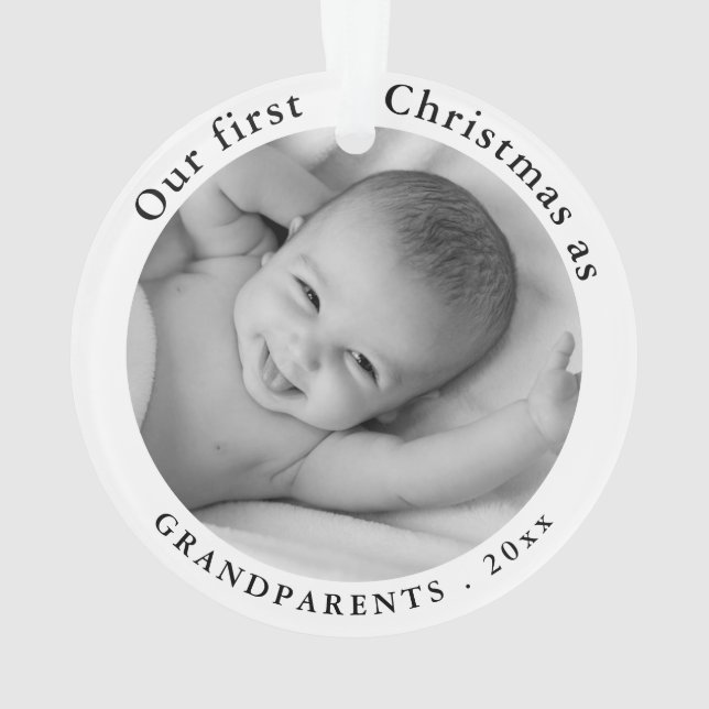 Baby Foto | Unsere ersten Weihnachten als Großelte Ornament (Rückseite)