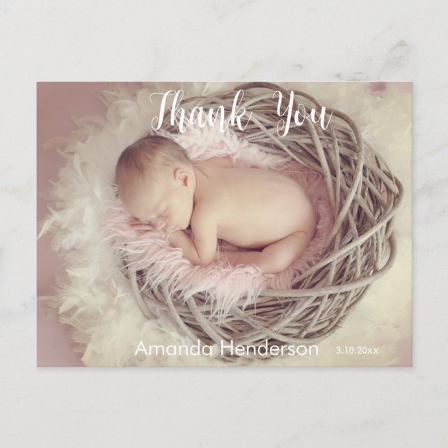 Baby Foto Vielen Dank Ankündigung Postcard Postkarte (Vorderseite)