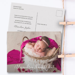 Baby Foto Vielen Dank, dass Sie die Geburtsankündi Postkarte