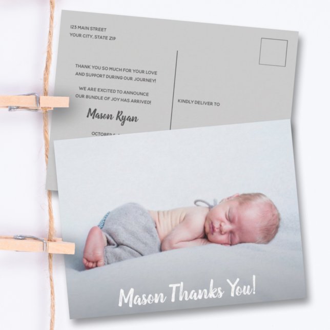 Baby Foto Vielen Dank, dass Sie die Geburtsankündi Postkarte (Von Creator hochgeladen)