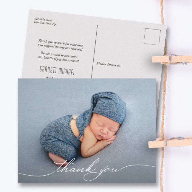 Baby Foto Vielen Dank, dass Sie die Geburtsankündi Postkarte (Von Creator hochgeladen)