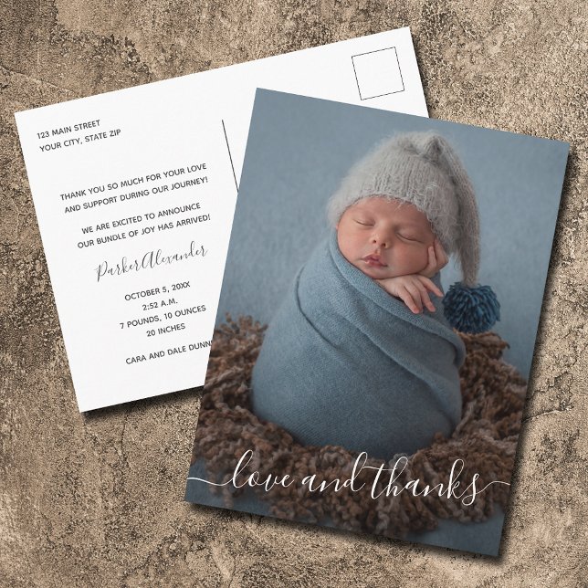 Baby Foto Vielen Dank, dass Sie die Geburtsankündi Postkarte (Von Creator hochgeladen)
