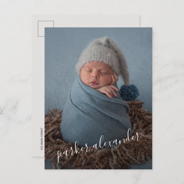 Baby Foto Vielen Dank, dass Sie die Geburtsankündi Postkarte (Vorne/Hinten)