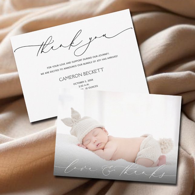 Baby Foto Vielen Dank, dass Sie die Geburtsmeldung Ankündigung (Baby Photo Thank You Message Birth Announcement Cards)