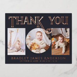 Baby Foto Vielen Dank für Ihr modernes Herz Birth  Folie Einladungspostkarte