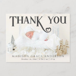 Baby Foto Vielen Dank für Ihre moderne Herzgeburt Ankündigungspostkarte
