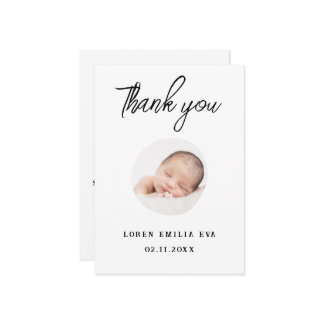 Baby Foto von Thank You Script Heart Birth Ankündigung