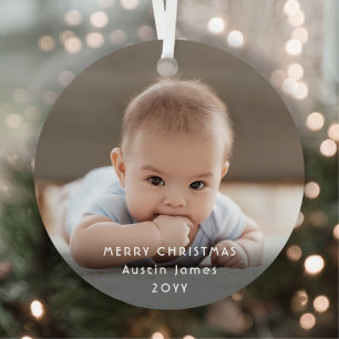 Baby-Foto Weihnachten Fröhliche blaue Jammies Bär Ornament Aus Metall