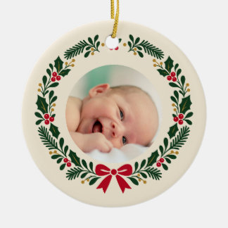 Baby-Foto-Weihnachts-Schmuck 'Woodland Fox Baby's Keramik Ornament