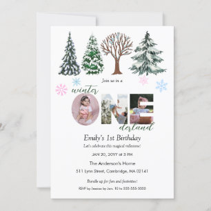 Baby Foto Winter ONEderland Erster Geburtstag Einladung