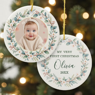 Baby-Foto zum ersten Weihnachten Keramik Ornament