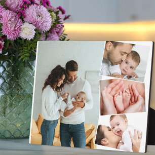 Baby-Fotocollage mit vertikaler Zickzack-Plakette Fotoplatte