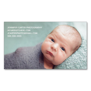 Baby Fotograf Custom Neugeborenes Foto Chic Modern Magnetische Visitenkarte